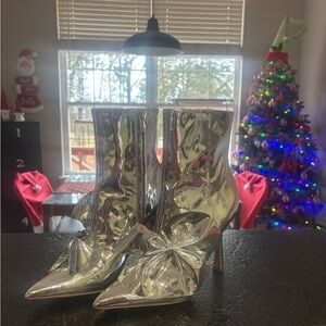 Sam Edelman Silver Ankle Boots with Floral Detail